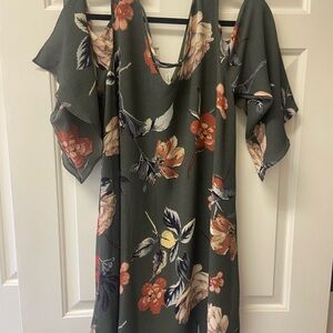 Mittoshop Green Asymmetrical Flutter Sleeve Sundress